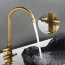GobekUsa Brass Outdoor Faucet with Double Function, Deck Mounted Tall Antique Garden Tap