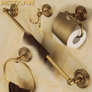 GobekUsa Brass Bathroom Set: Robe Hook, Paper Holder, Towel Bar, Towel Ring - 4 Piece Kit