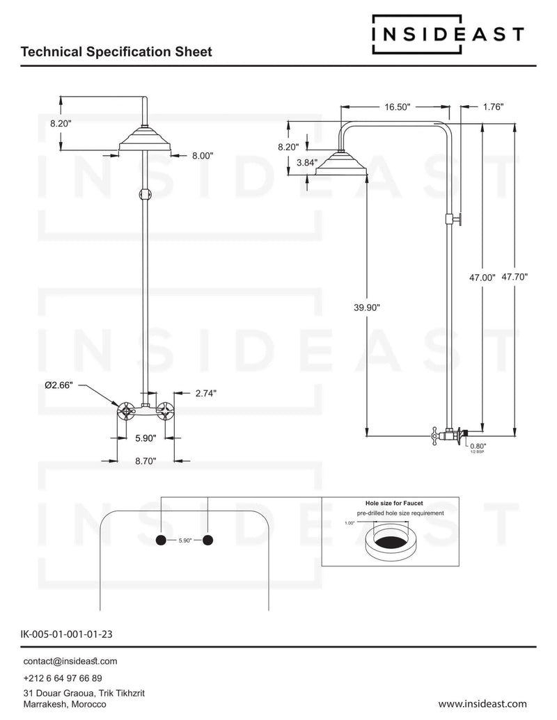 Antique Brass Shower Fixtures -  Brass Shower System