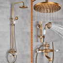 GobekUsa Brass Shower Set with 8" Rainfall Head and Hand Sprayer