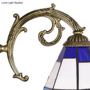 GobekUsa Tiffany Style Ceiling Light - Blue Stained Glass Bell Shade - Semi Flush Mount Fixture with 3 Heads