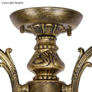 GobekUsa Tiffany Style Ceiling Light - Blue Stained Glass Bell Shade - Semi Flush Mount Fixture with 3 Heads
