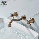 GobekUsa Black Basin Faucet: Wall Mounted Hot/Cold Water Mixer for Bathroom Sink