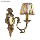 GobekUsa Hotel Wall Mounted Brass Wavy Arm Lamp Kit with Cone Crystal Shade