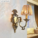 GobekUsa Hotel Wall Mounted Brass Wavy Arm Lamp Kit with Cone Crystal Shade