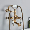 GobekUsa Dual Handle Luxury Bathtub Faucet with Handheld Shower Mixer