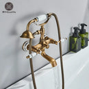GobekUsa Dual Handle Luxury Bathtub Faucet with Handheld Shower Mixer