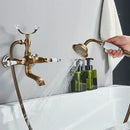 GobekUsa Dual Handle Luxury Bathtub Faucet with Handheld Shower Mixer