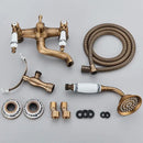 GobekUsa Dual Handle Luxury Bathtub Faucet with Handheld Shower Mixer