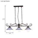 GobekUsa Twisting Island Pendant Lamp: 3-Light Coffee Metal Hanging Light with Scalloped Bell Ceramics Shade - Korean Style