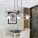 GobekUsa Twisting Island Pendant Lamp: 3-Light Coffee Metal Hanging Light with Scalloped Bell Ceramics Shade - Korean Style
