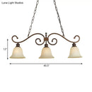 GobekUsa White Glass Bell Pendant Light - Classic Island Lighting with 3 Lights for Dining Room