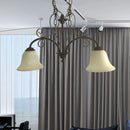 GobekUsa Bell Island Pendant Light with White Glass & 2 Bulbs for Dining Room Ceiling