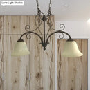 GobekUsa Bell Island Pendant Light with White Glass & 2 Bulbs for Dining Room Ceiling