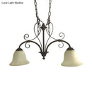 GobekUsa Bell Island Pendant Light with White Glass & 2 Bulbs for Dining Room Ceiling