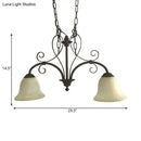 GobekUsa Bell Island Pendant Light with White Glass & 2 Bulbs for Dining Room Ceiling