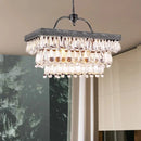 GobekUsa Modern Black Rectangle Island Lighting Fixture with Clear Crystal, 4/8 Lights Hanging Lamp