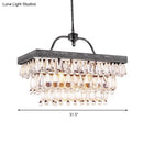 GobekUsa Modern Black Rectangle Island Lighting Fixture with Clear Crystal, 4/8 Lights Hanging Lamp