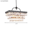 GobekUsa Modern Black Rectangle Island Lighting Fixture with Clear Crystal, 4/8 Lights Hanging Lamp