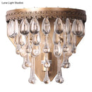 GobekUsa Bronze 1 Light Wall Sconce with Countryside Crystal Teardrop Design