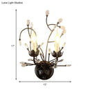 GobekUsa Antique Metal Wall Sconce with Crystal Accents - Elegant Black Flower Design, 2 Lights - Perfect for Living Room