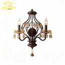 GobekUsa Crystal Candle Wall Lamp LED E14 Iron Art Living Room Bedroom Bar