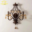 GobekUsa Crystal Candle Wall Lamp LED E14 Iron Art Living Room Bedroom Bar