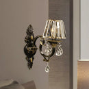 GobekUsa Modern Hand-Cut Crystal Wall Sconce in Black & Gold