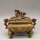GobekUsa Double Dragon Lion Incense Burner: Antique Bronze Aromatherapy Stove Craft Ornament