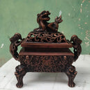 GobekUsa Double Dragon Lion Incense Burner: Antique Bronze Aromatherapy Stove Craft Ornament