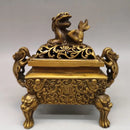 GobekUsa Double Dragon Lion Incense Burner: Antique Bronze Aromatherapy Stove Craft Ornament