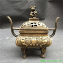 GobekUsa Double Dragon Lion Incense Burner: Antique Bronze Aromatherapy Stove Craft Ornament