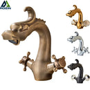 GobekUsa Dragon Handle Basin Faucet - Antique Bronze Vessel Sink Mixer Tap