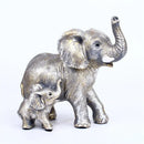 Antique bronze elephant family figurine living room ornament by Decorbites