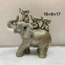 Antique bronze elephant family figurine living room ornament by Decorbites
