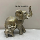 Antique bronze elephant family figurine living room ornament by Decorbites