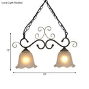 GobekUsa Traditional Flared Frosted Glass Pendant Light Fixture - 2/3 Lights - Black