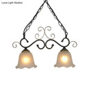 GobekUsa Traditional Flared Frosted Glass Pendant Light Fixture - 2/3 Lights - Black