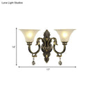 GobekUsa Black and Gold Crystal Raindrop Bell Shade Wall Sconce Light Fixture with 2-Bulb Mount