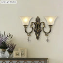 GobekUsa Black and Gold Crystal Raindrop Bell Shade Wall Sconce Light Fixture with 2-Bulb Mount