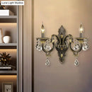 GobekUsa Faceted Crystal Finial Black and Gold Sconce Candlestick - Nordic Wall Light with 2 Lights
