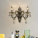 GobekUsa Faceted Crystal Finial Black and Gold Sconce Candlestick - Nordic Wall Light with 2 Lights
