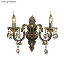 GobekUsa Faceted Crystal Finial Black and Gold Sconce Candlestick - Nordic Wall Light with 2 Lights