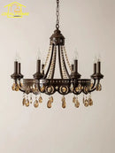 GobekUsa Iron Art Crystal Candle Chandelier LED Lighting for Living Room Bedroom Bar