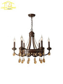 GobekUsa Iron Art Crystal Candle Chandelier LED Lighting for Living Room Bedroom Bar