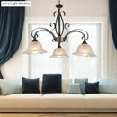 GobekUsa Black Frosted Glass Island Pendant Ceiling Light with Flared Design - 3 Bulbs for Living Rooms