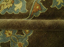 Antique Brown and Blue 8x10 Hand Knotted Heriz Serapi Medallion Area Rug | AC19810