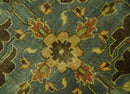 Antique Brown and Blue 8x10 Hand Knotted Heriz Serapi Medallion Area Rug | AC19810