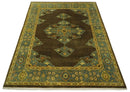 Antique Brown and Blue 8x10 Hand Knotted Heriz Serapi Medallion Area Rug | AC19810
