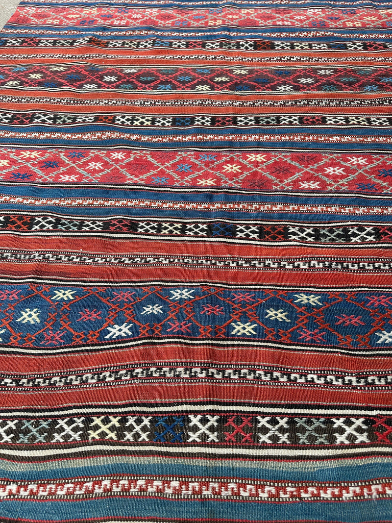Antique Caucasian Shahsavan Soumak Rug 4’9” x 7’4”